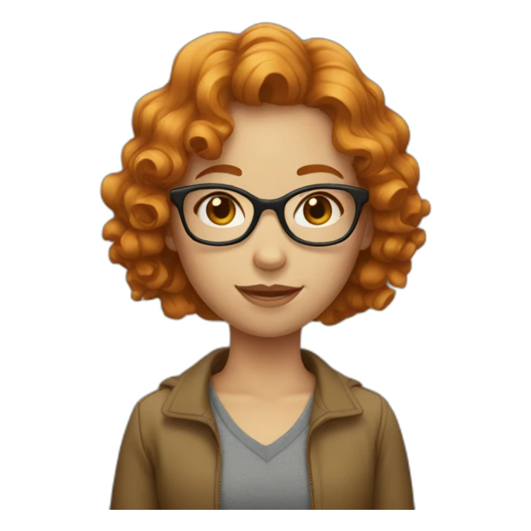 girl with short wavy ginger hair hair glasses sticker