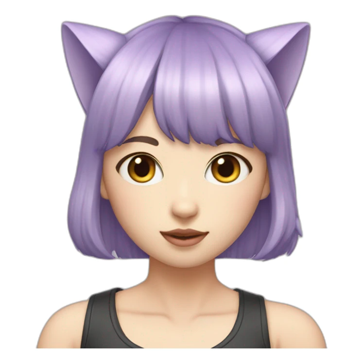 light-purple-blunt-bangs-mullet-hair-cat-ear-japanese-girl sticker