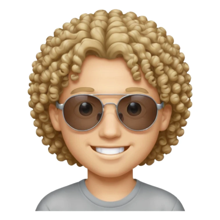 chico con pelo rizado, piel blanca y unas gafas de sol y2k sticker