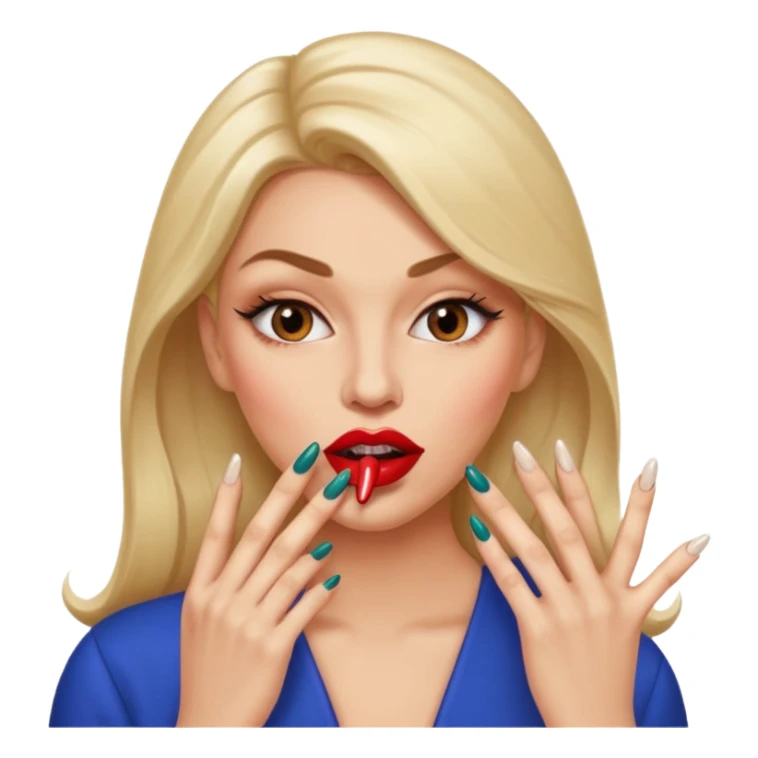 Big lips long nails bestie circle head biting her 1 nail sticker