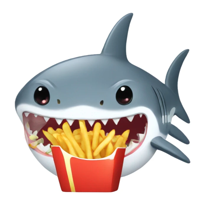 shark eating french fries sticker