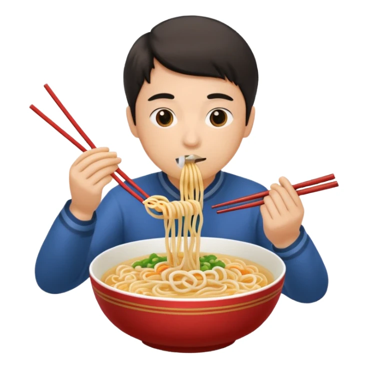 single bowl of noodles for one person eating sticker