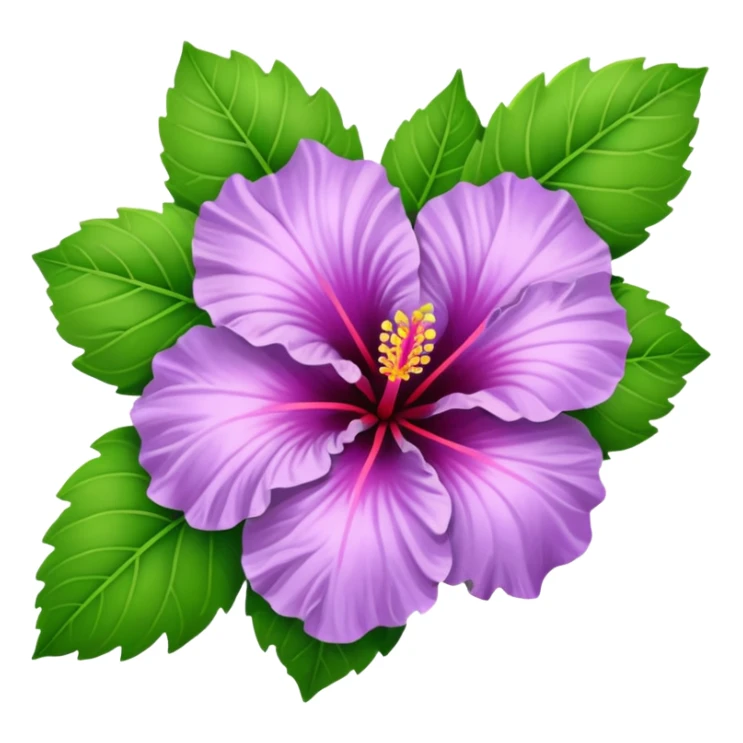 lilac hibiscus with green leaves sticker