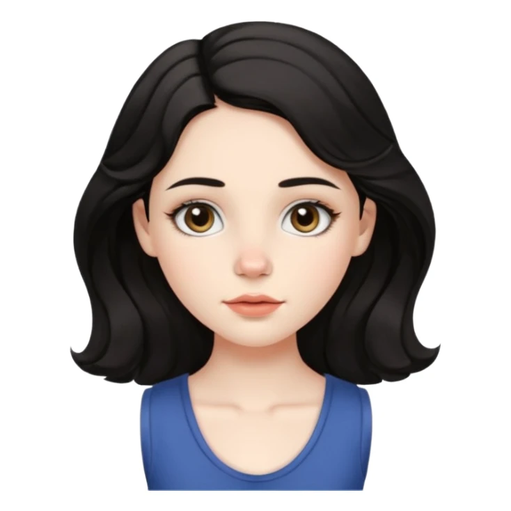 aesthetic girl , pale skin, doe eyes, button nose, soft arched brows,round face,full lips,medium wavy black hair , wears sleeve less,no makeup. please kindly genarate this avatar sticker