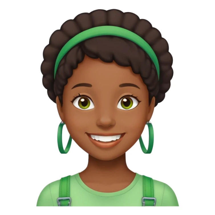 black girl with green braces on her teeth smiling sticker