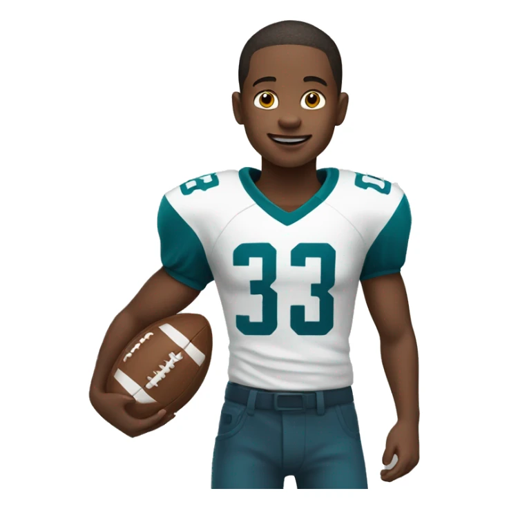 little boy paying football sticker