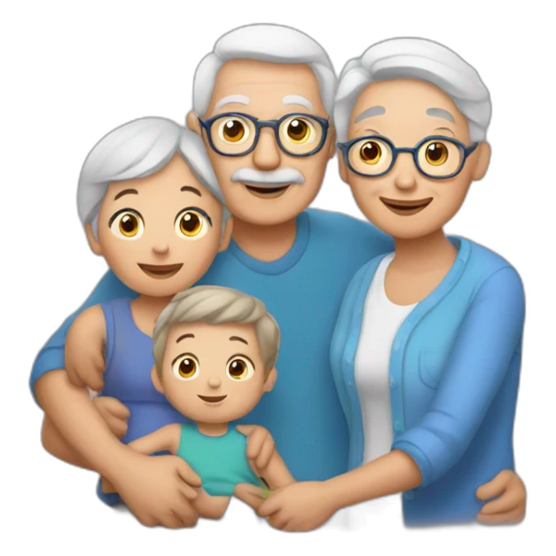 Grandma and grandpa with child grandson sticker