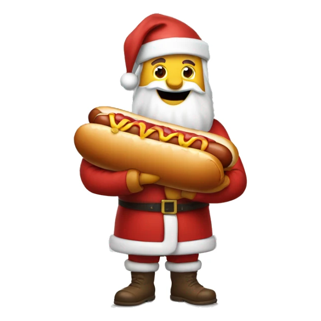 Santa carrying a bag of raw hotdogs  sticker