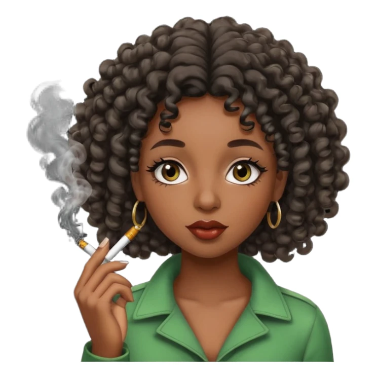 Black girl with eyelashes and curly hair smoking weed  sticker