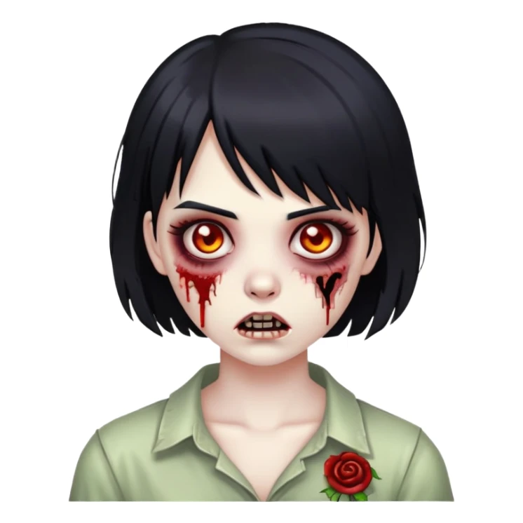 zombie girl with black hair anda side bangs  sticker
