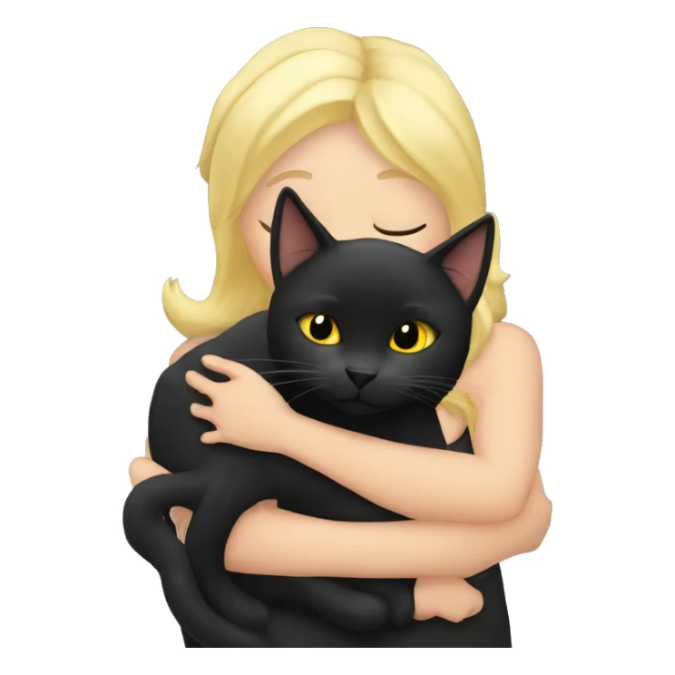 Black cat cuddling blonde girl sticker