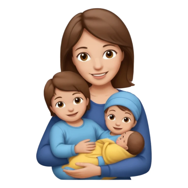 Mother holding infant brown hair fair skin sticker