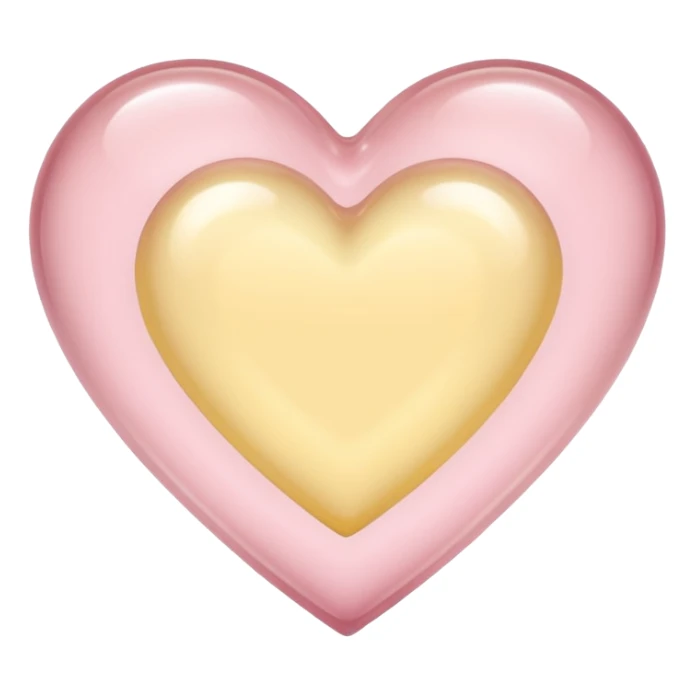 Glass heart in soft pink, beige and yellow pastel light sticker