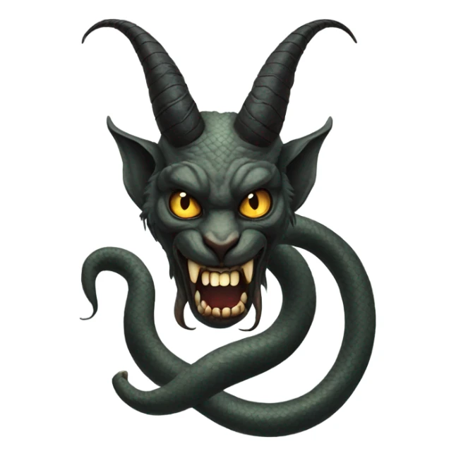 garuda snake demon who resembles a baphomet cat creature with fangs sticker