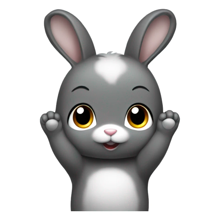 baby dark grey cute bunny with only one white hand sticker