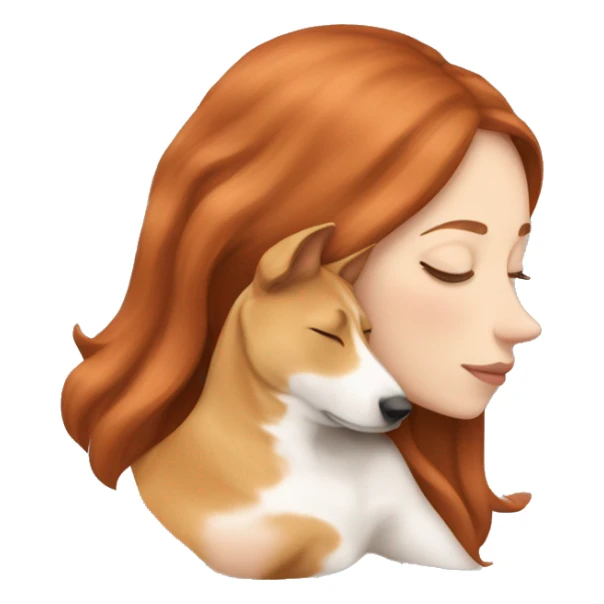 White girl auburn hair sleeping with Carolina dog sticker