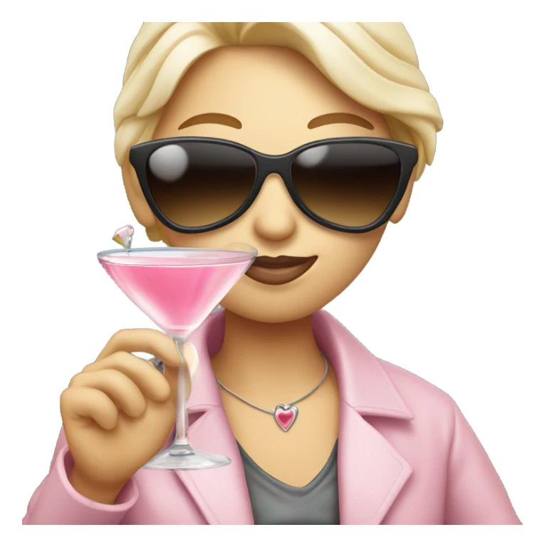 light pink heart with sun glasses and a martini glass sticker