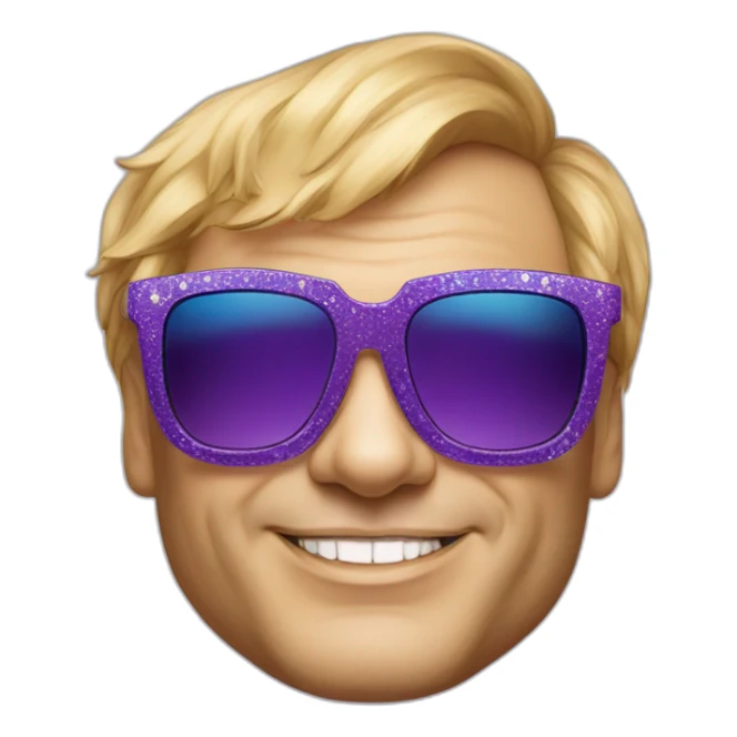 elton john in oversized square funky sunglasses for mardi gras sticker