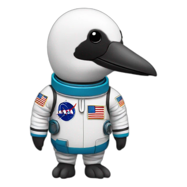 a minnesota bird loon with an astronaut uniform, head poking out of uniform sticker