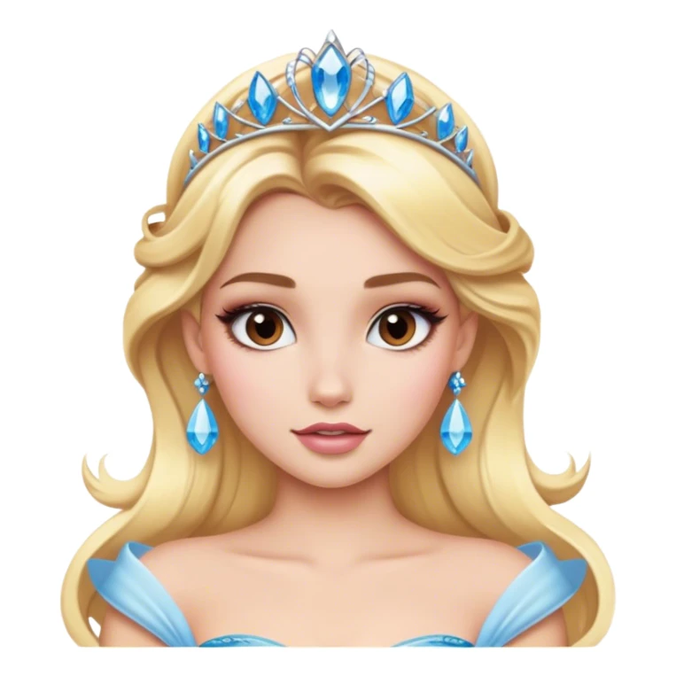 blonde model with brown eyes, luxury makeup, disney princess sticker
