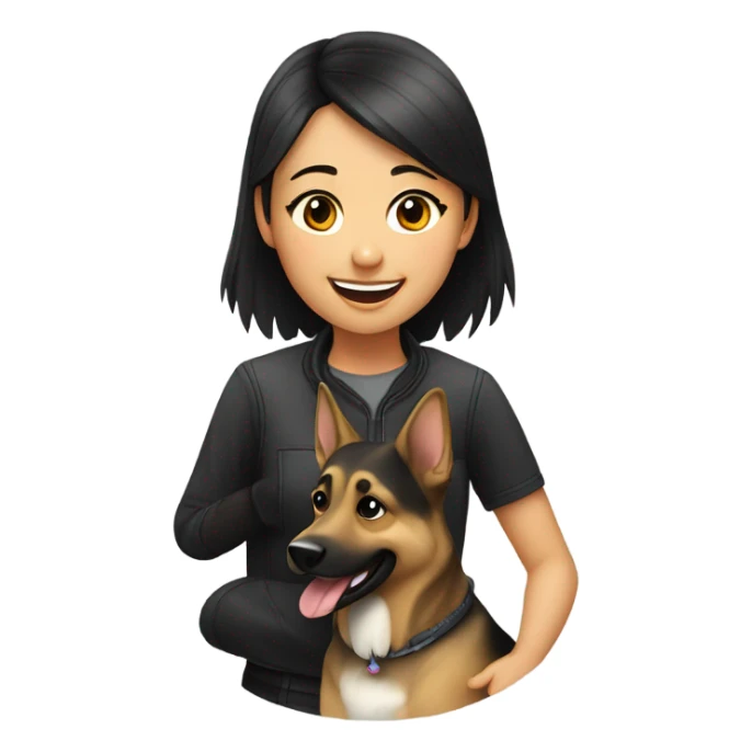 chinese girl with german shepherd dog sticker