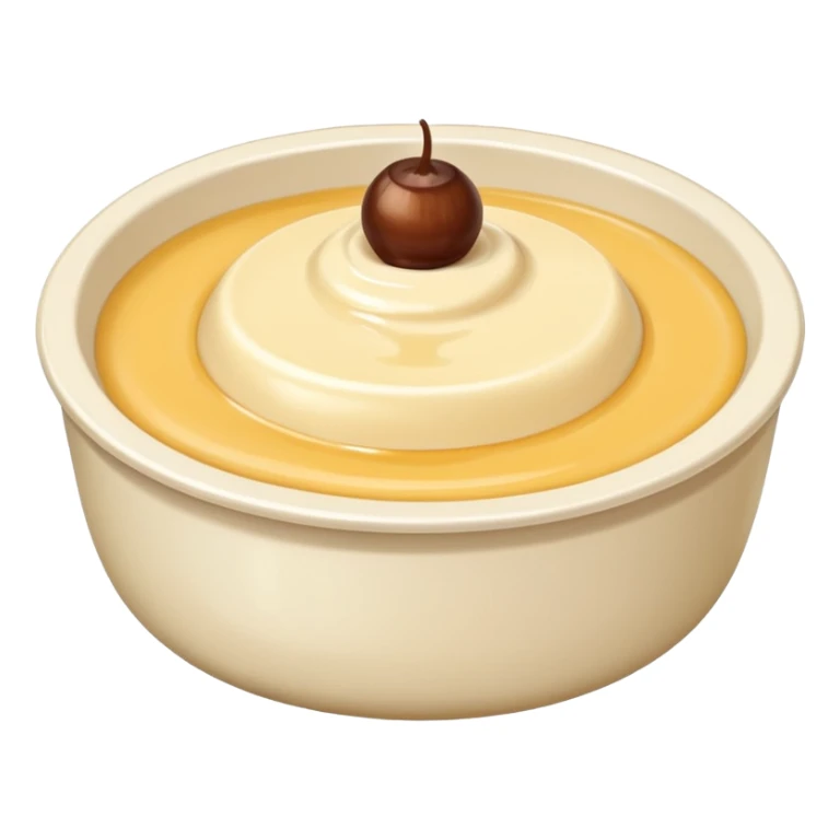 A white bowl filled with creamy texture, smooth and thick, glossy and rich, realistic, high detail, simple composition, isolated on white background, centered composition
 sticker