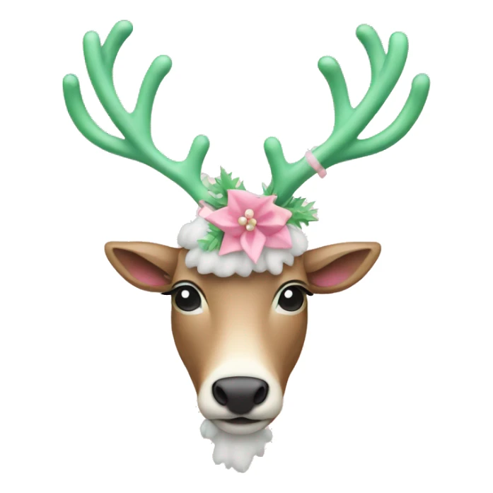 pastel reindeer with pink and green ornaments on her antlers sticker