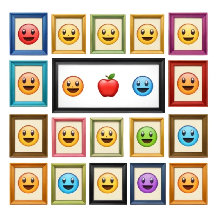 a few pictures on the wall without other onjects sticker