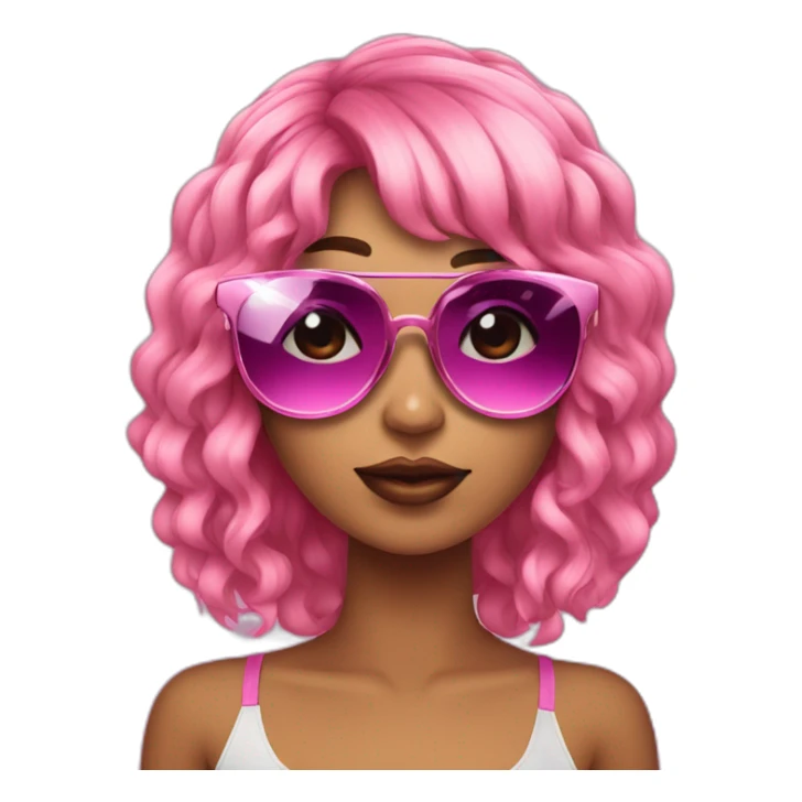 Dj mulher cabelo curto e franja rosa sticker