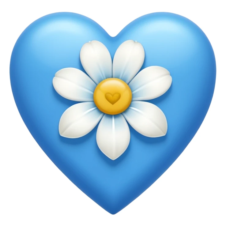 blue heart with one white flower outside sticker