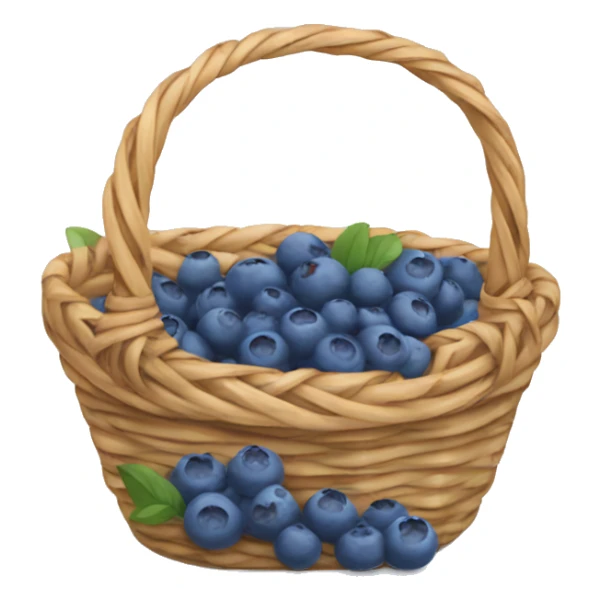 Wicker basket with little blueberries sticker