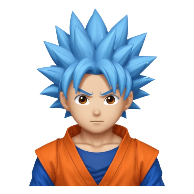 spiky-haired anime hero with blue aura, inspired by Goku, orange gi emoji sticker