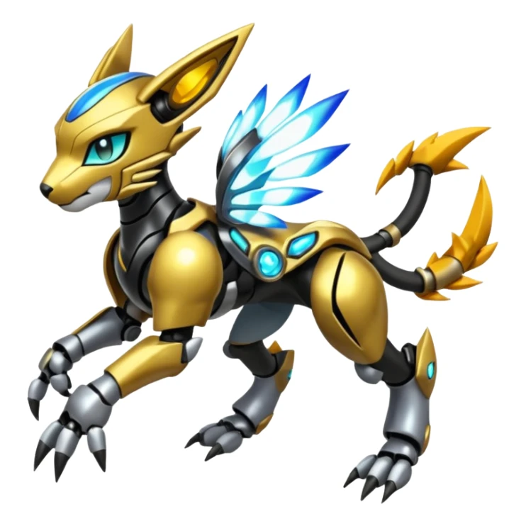 Meloetta-Zeraora-Wargreymon-Protogen-Pokémon-Digimon-Fakémon-fusion-hybrid-creature sticker