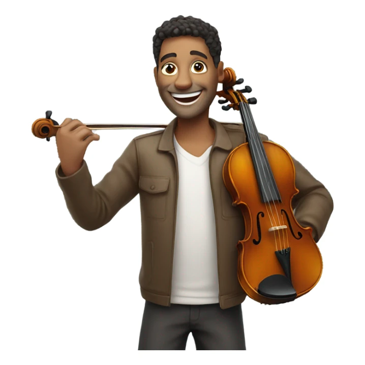 happy guy with violin in mouth sticker