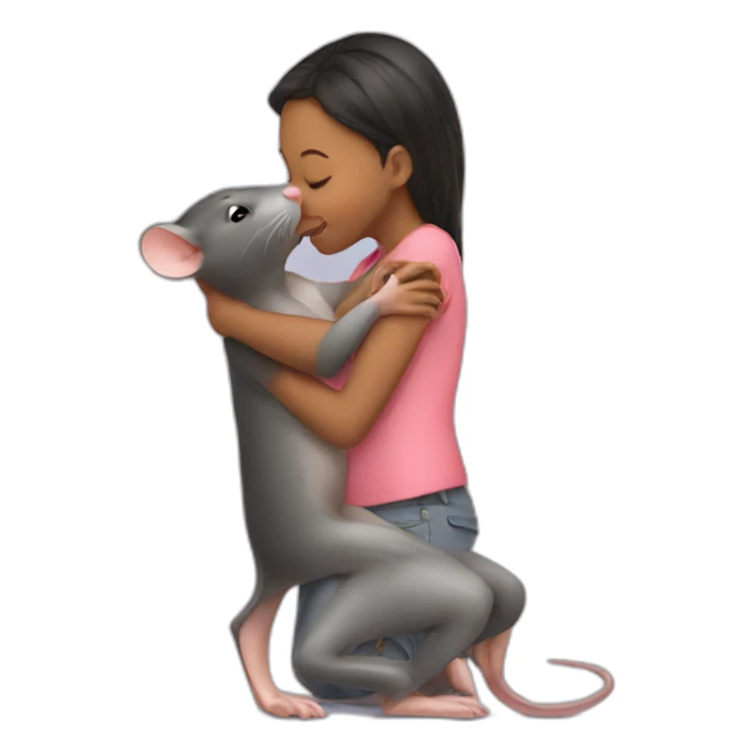 a girl kissing a rat sticker