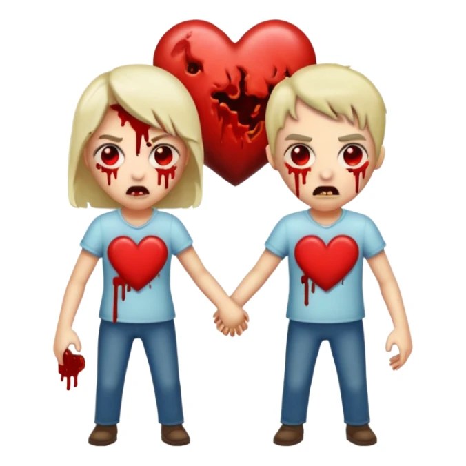 Zombies made out of heart emojies fighting sticker