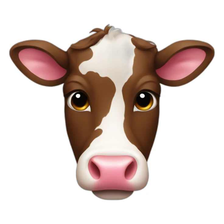 a cow face with pink nose and brown hair sticker