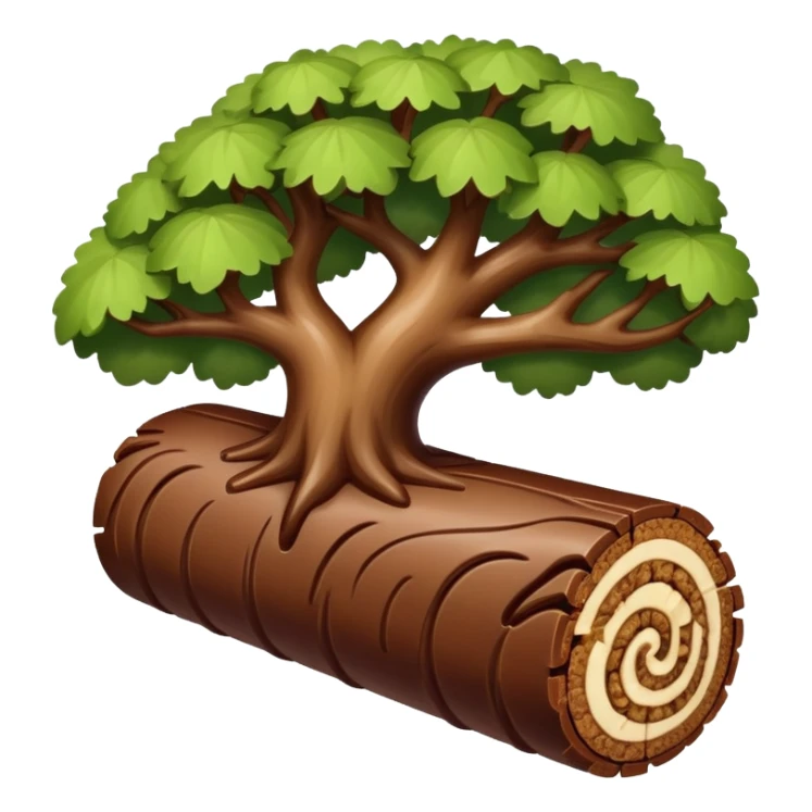 Oblong Tree-log-shaped-chocolate with marsipan swirled inside and with walnuts on top  without leaves sticker