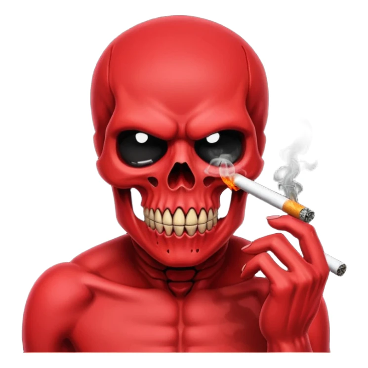 Scary red skull with body and smoking full red  sticker