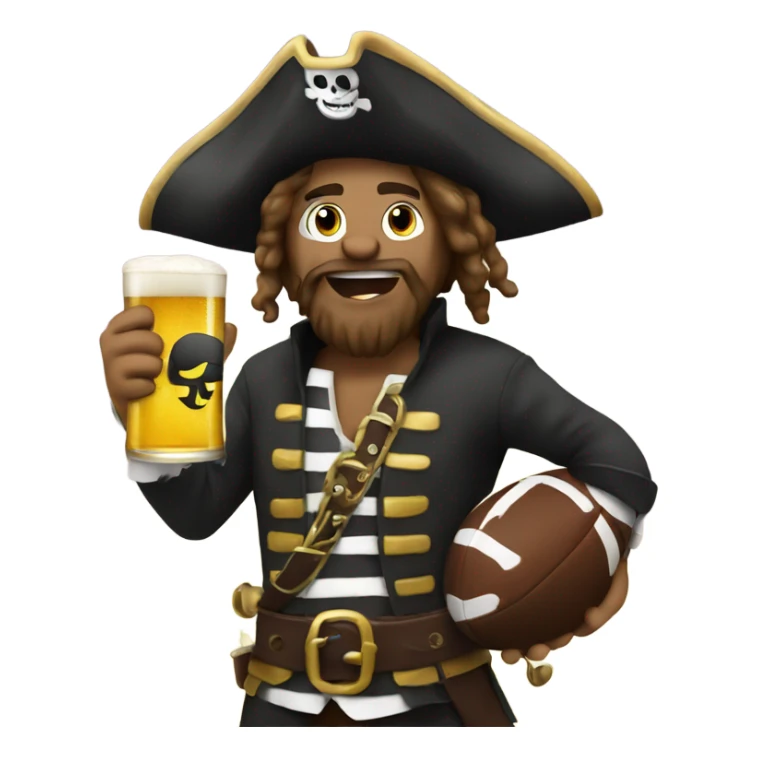 Pirate with a football and a beer sticker