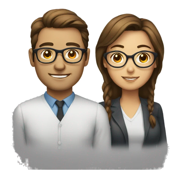 Man with glasses and woman with brown hair sticker