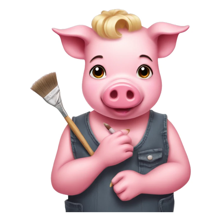 pink little pig painting nails sticker