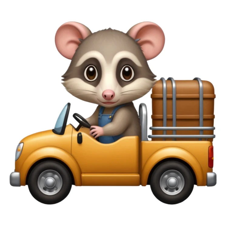 Sad opossum driving a truck sticker