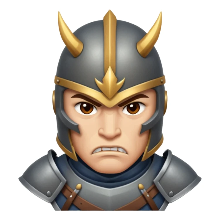 mean looking Hun warrior inspired by Mulan, sharp cheekbones, angry glare, armored sticker