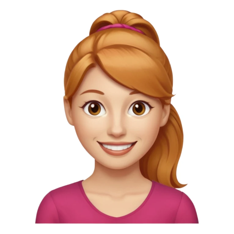Woman 30 years old, strawberry blonde ponytail, brown eyes sticker