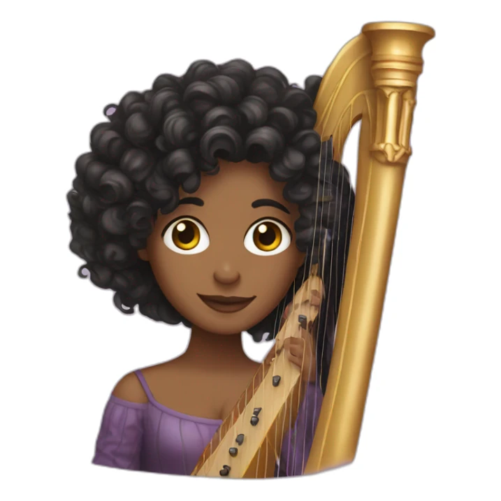 Dark curly hair harpist sticker