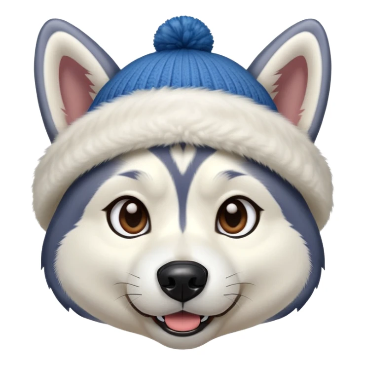 Husky with a beanie on his head and his ears popping out sticker