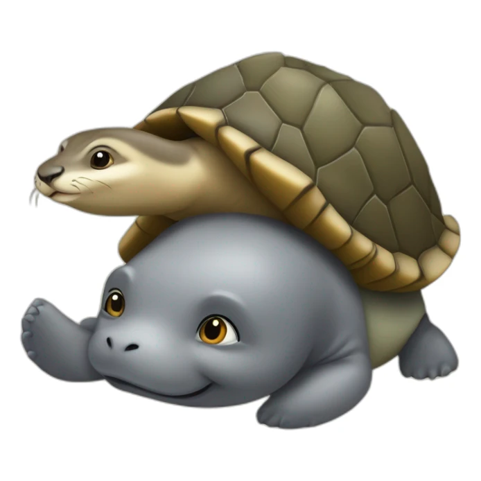 Une loutre sur une tortue sur un éléphant sticker