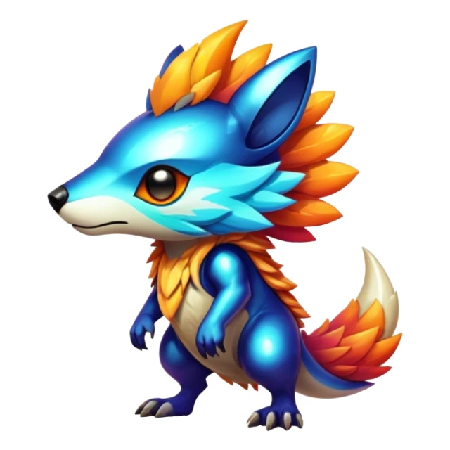 Shiny Epic Edgy Cool Colorful Vibrant Modern Vernid-Protogen-creature-animal, full body sticker