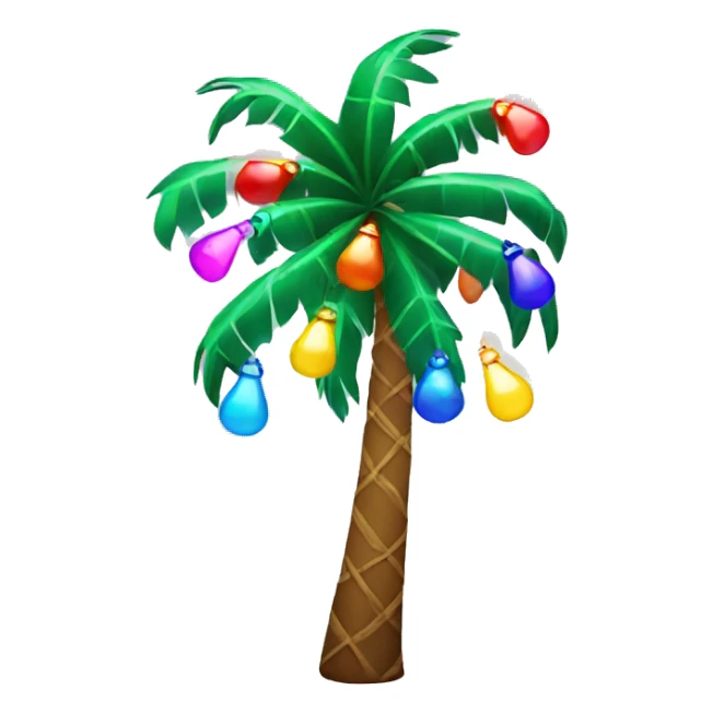 Palm tree with colorful Christmas lights and decorations sticker